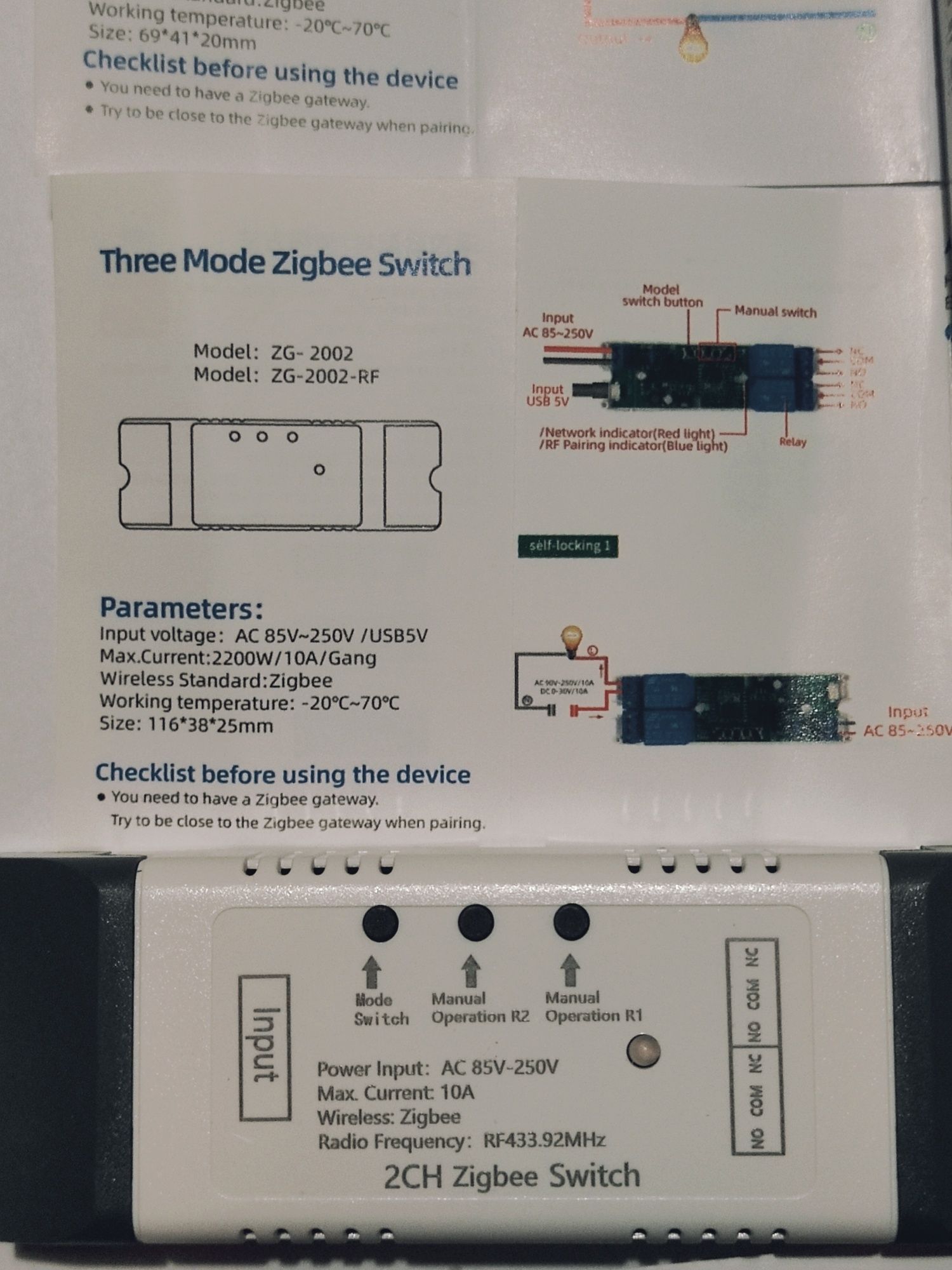 1/2/4ch Zigbee RF beznapięciowy przekaźnik Tuya Sonoff brama garaż