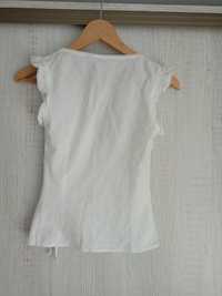 Bluzka damska Hennes r. 34 biała lato top wiązana kobieca haft