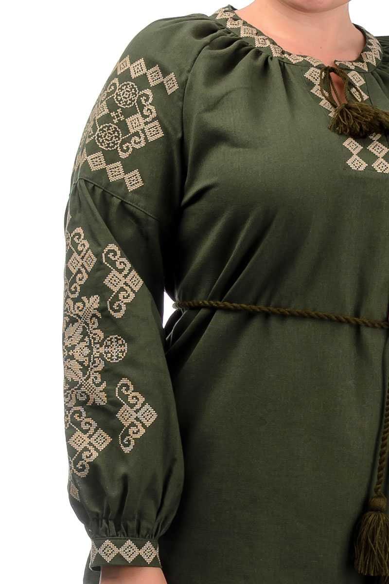 Жіноча сорочка вишиванка колір хакі (женская вышиванка)