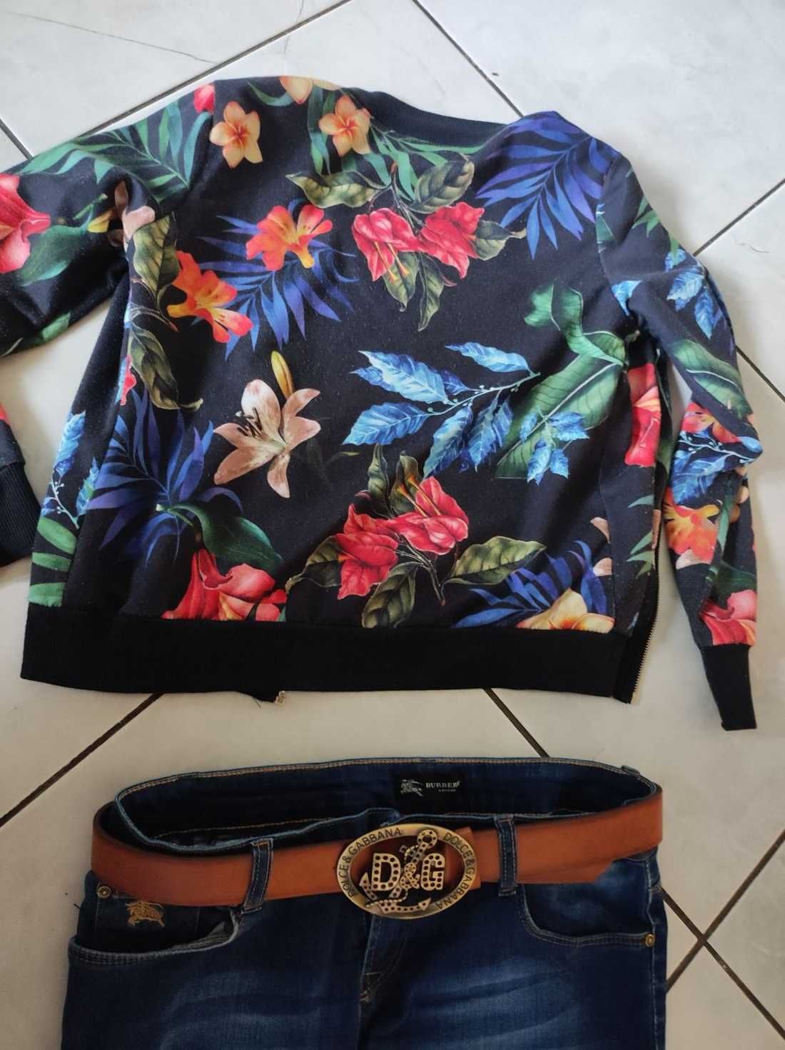 kurtka bomberka bluza zasuwana w kwiaty  floral