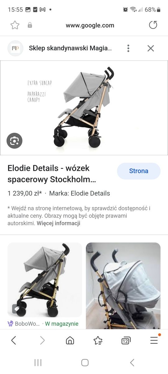 Wózek spacerówka,  parasolka Elodie Detalis