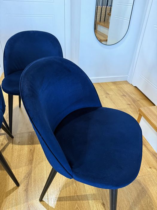Komplet krzeseł 6 szt, Krzesło Granatowe velvet welur westwing bdb