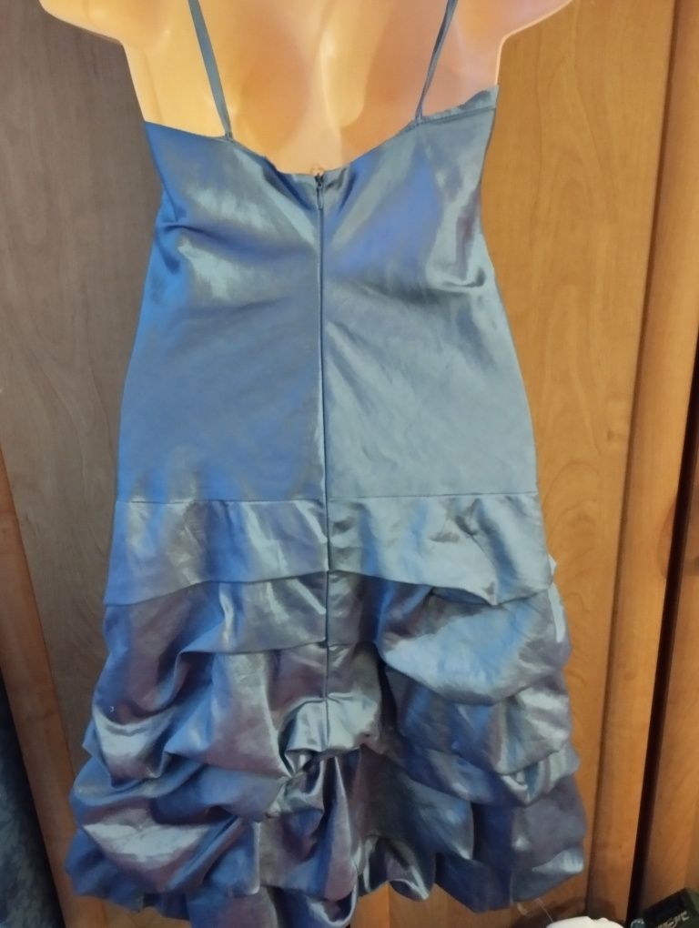 Śliczny błękit Sukienka  z tafty
