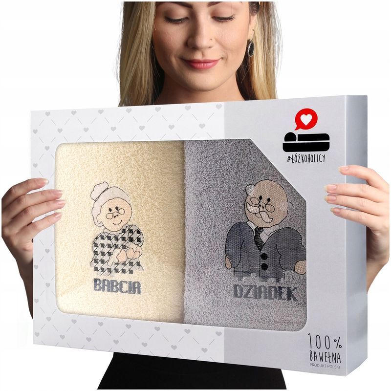 Komplet ręczników kąpielowych na prezent frotte 2 sztuki 50x100 Luba z