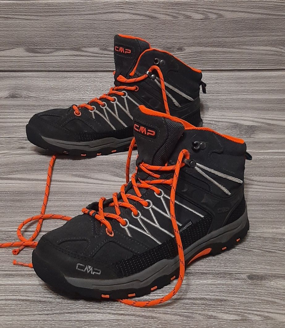 Buty trekkingowe górskie sportowe chłopięce 38 outdoorowe zimowe zamsz