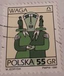 Znaczek pocztowy stemplowany Polska 55 groszy, Waga 1996 rok
