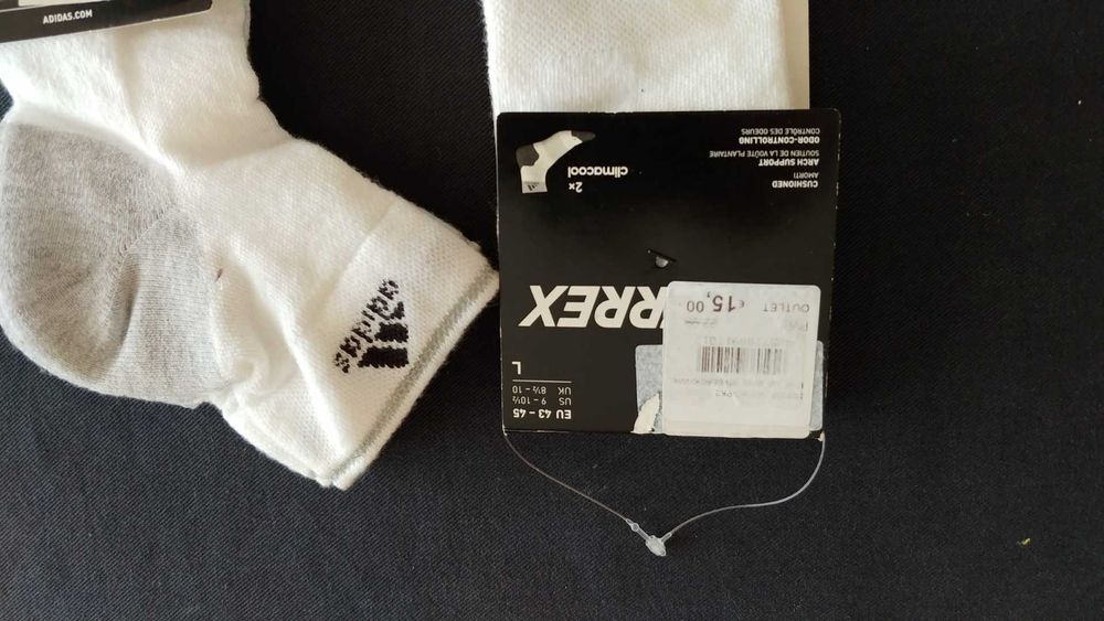 Novo 2 Pares Meias Adidas Climacool Terrex Branco com reforço 43-45 L