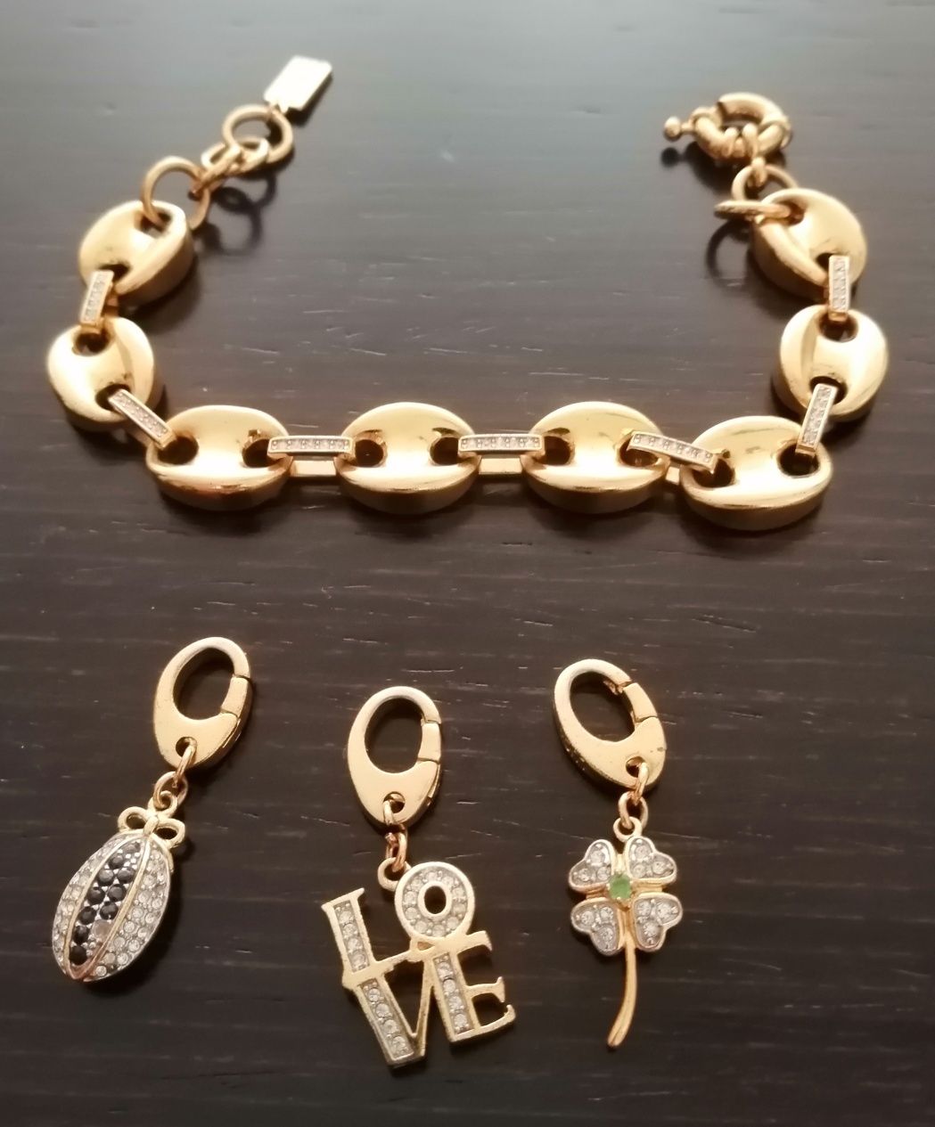 Pulseira de Prata dourada com cristais Swarovski