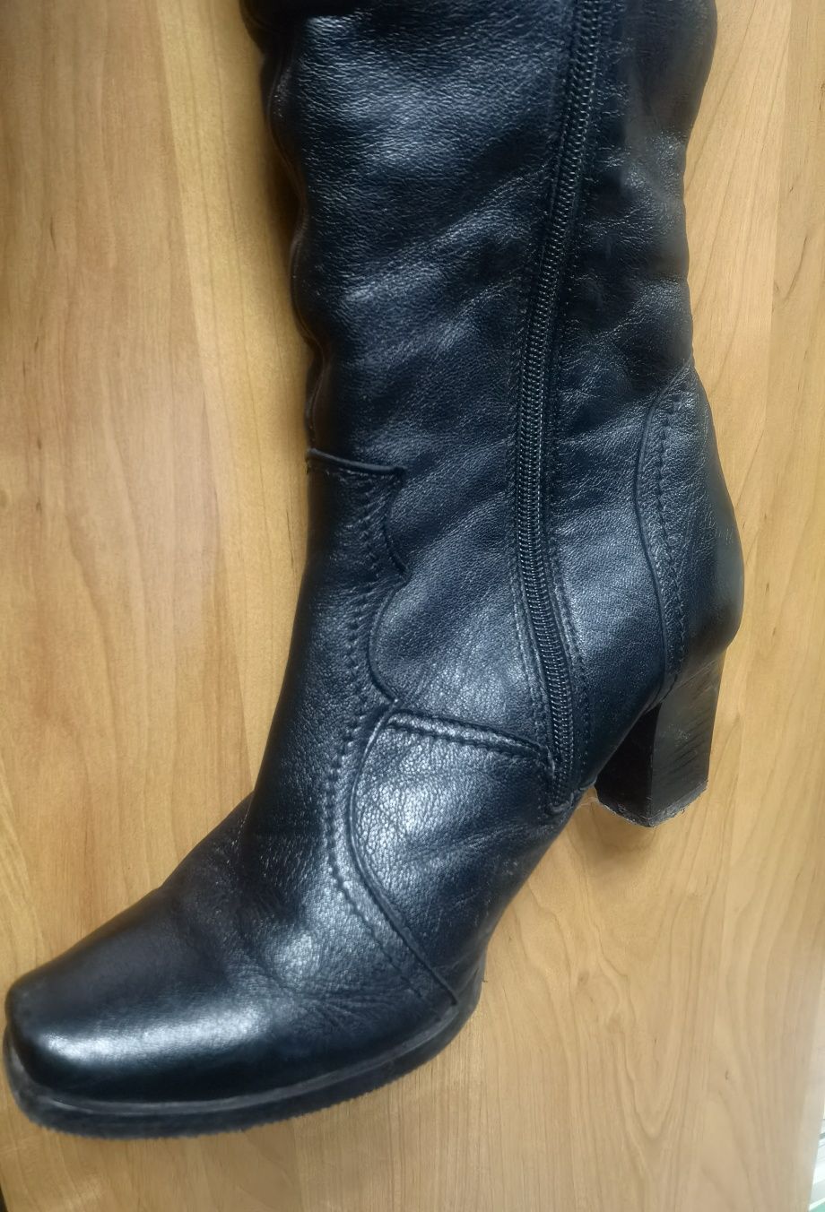 Buty jesienno zimowe damskie skórzane kozaki 37 skóra naturalna