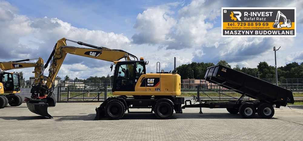 Caterpillar M318F M318 rototilt szczypce Leica przyczepa  Koparka kołowa CAT M318F M318 Rototilt szczypce Leica przyczepa