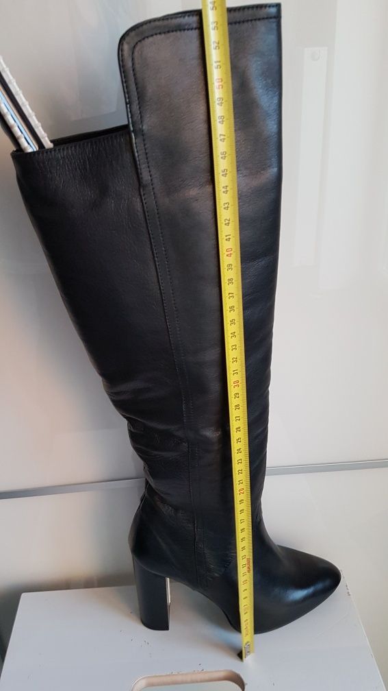 ZARA nowe czarne kozaki za kolano, SKÓRA, r. 35