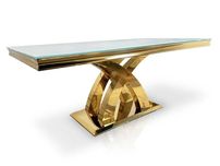 Nowoczesny stół Glamour 180x100 T-970 GOLD białe szkło od ręki