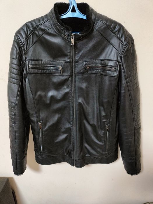 Куртка-дублянка чоловіча шкіряна зимова