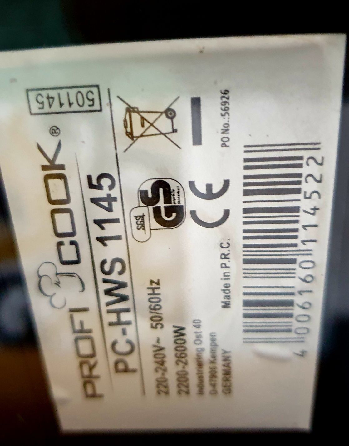 Dystrybutor gorącej wody, pogrzewacz, dozownik Profi Cook PC-HWS 1145