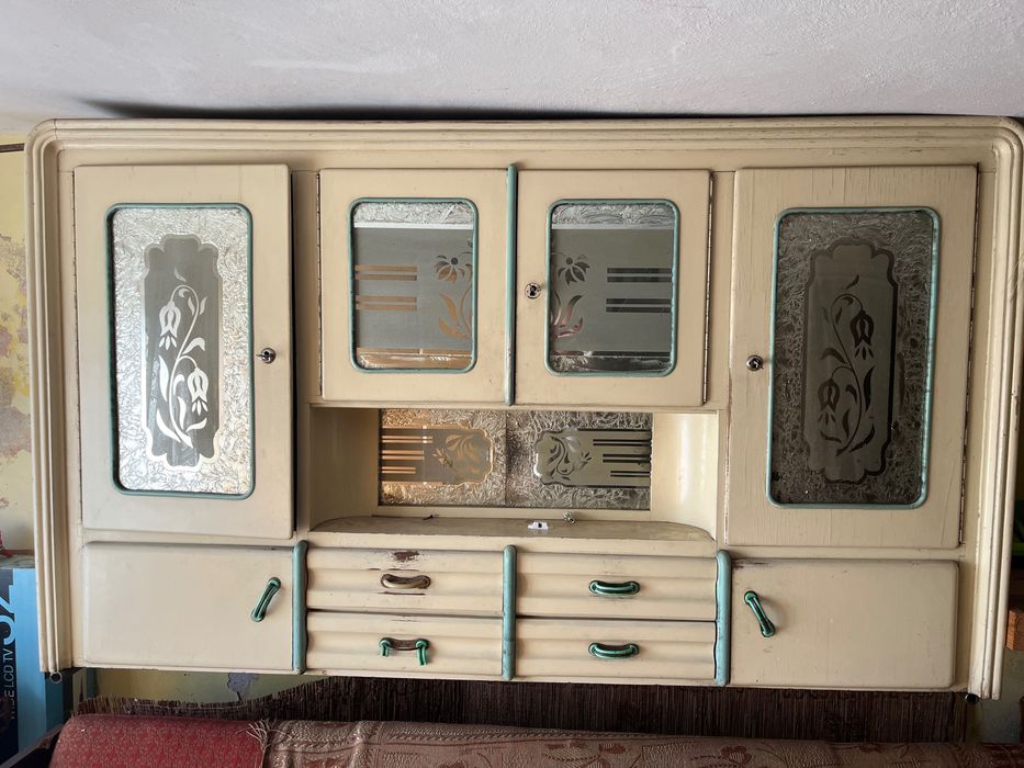 Kredens kuchenny duży dwuczęściowy retro lata 50 60