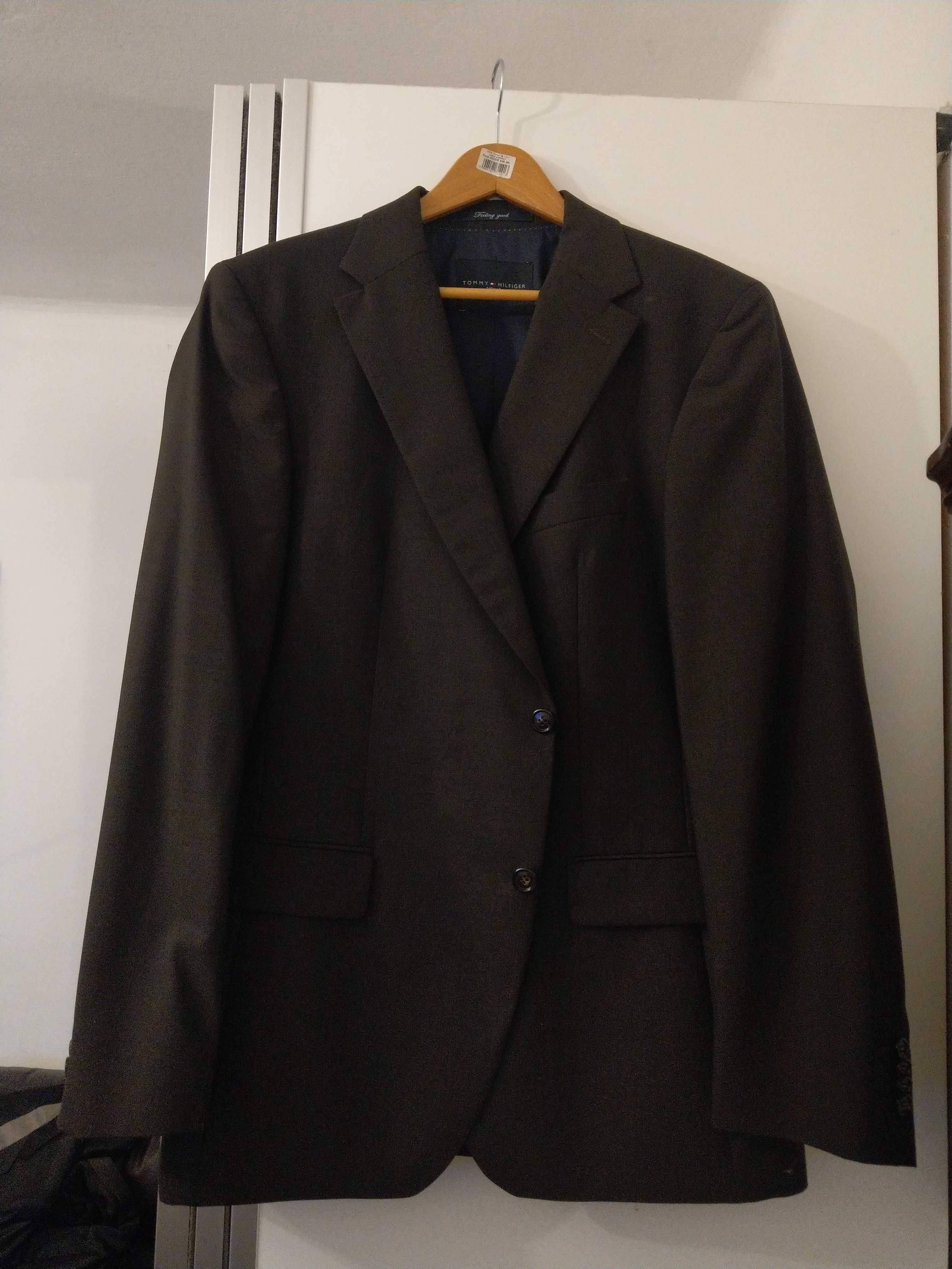 Nowa Tommy Hilfiger elegancka marynarka brazowa meska 100% welna
