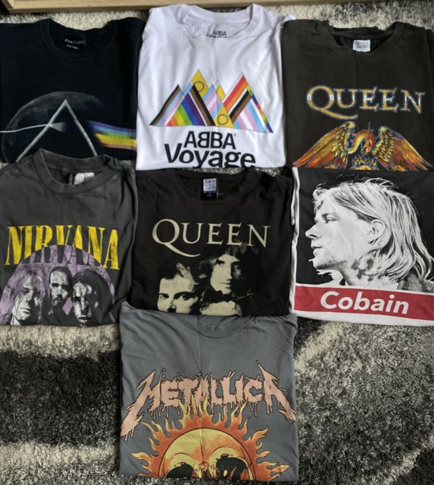 Футболки мерч рок-гуртів Pink Floyd, Nirvana, Queen, Metallica, Abba