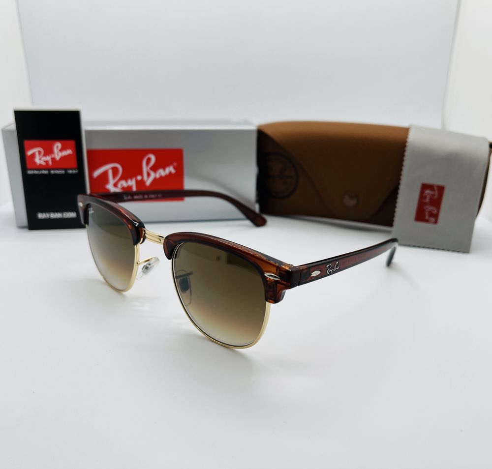 Солнцезащитные очки Ray Ban Clubmaster RB3016 Brown Gradient 51 стекло