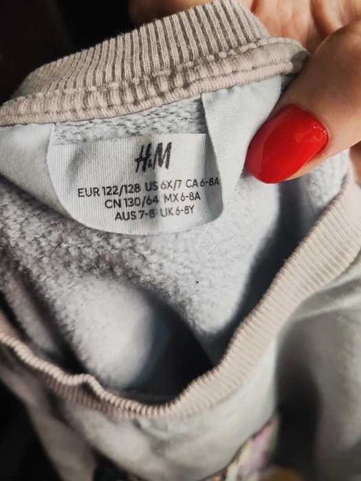 Szara bluza z jednorożcem H&M 122/128 (1)