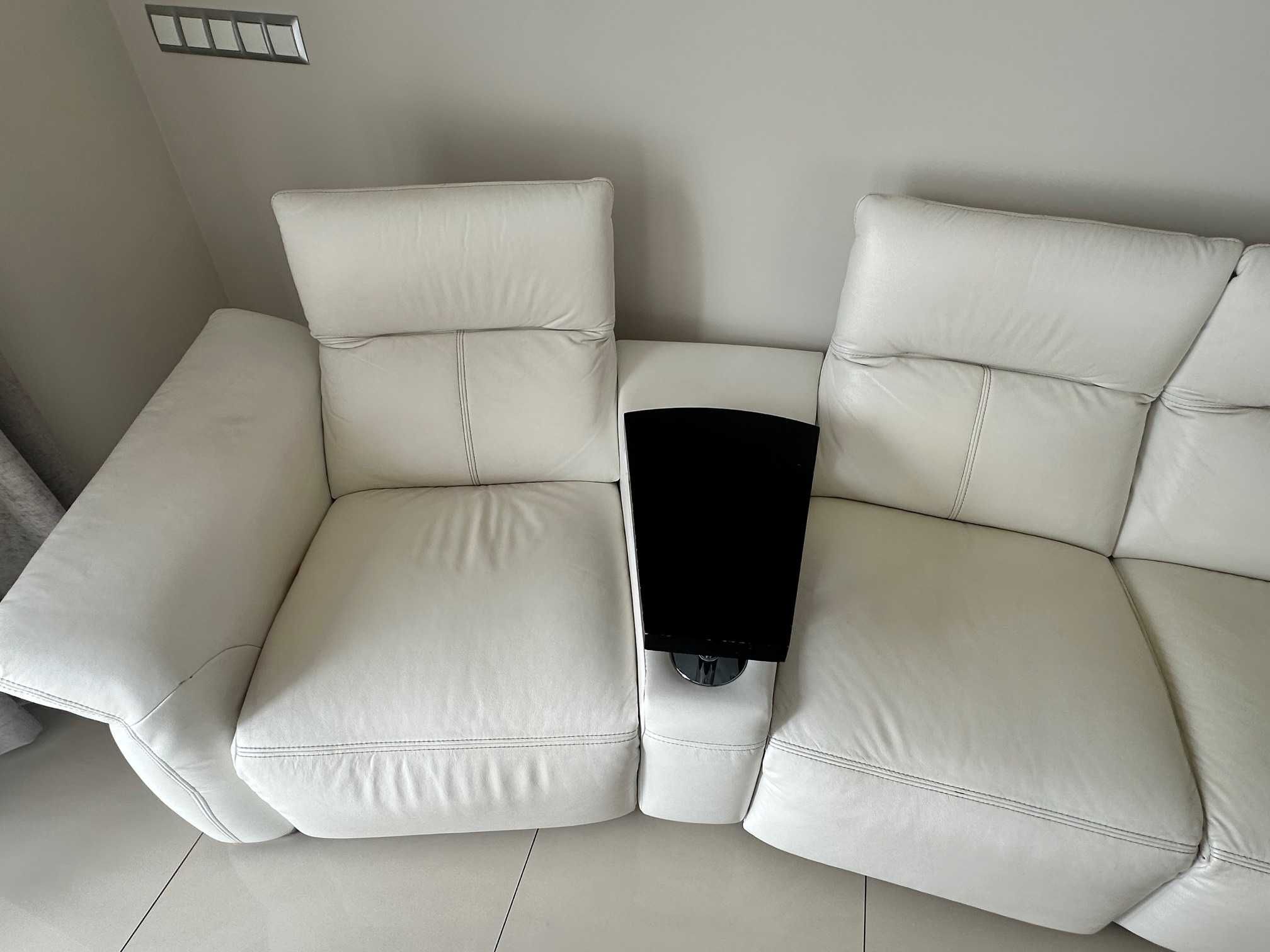 Wypoczynek sofa skóra biała