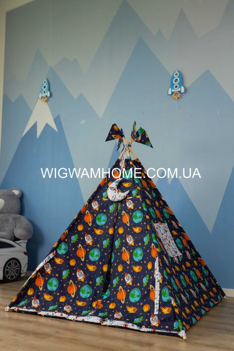 Великий Дитячий Вігвам 150х150х200см "Космос", Повний комплект
