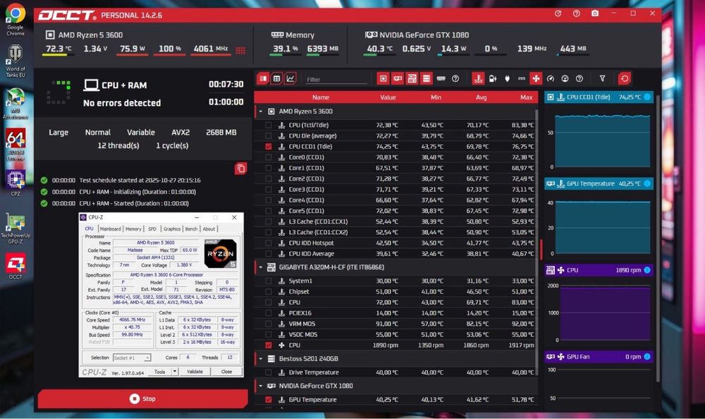 GTX1080/ Ryzen 5 3600/ 16Gb DDR4 s-AM4 игровой компьютер ПК