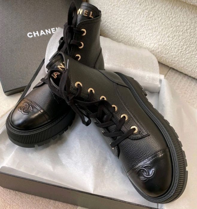 Chanel trapery kozaki botki damskie czarne 36