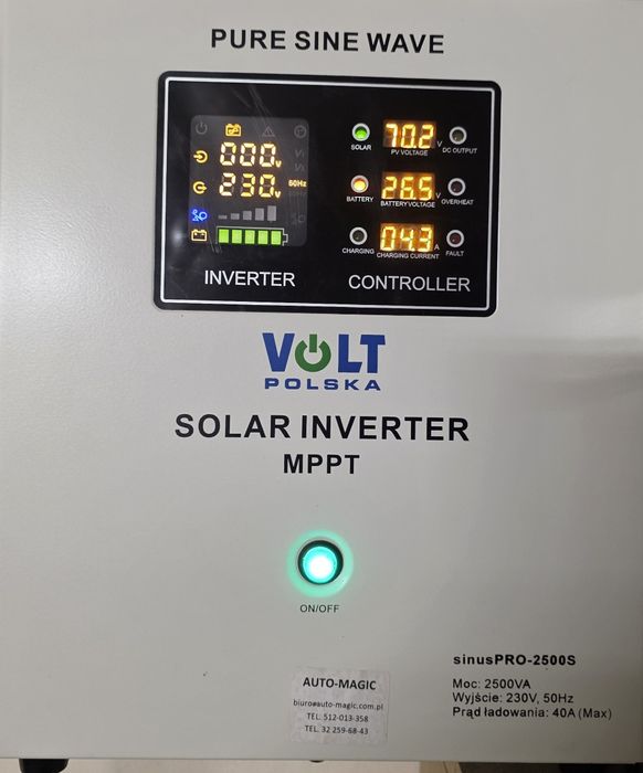 Inwerter solarny VOLT SINUS PRO 2500 S (1800/2500W, 24V) + 40A MPPT –