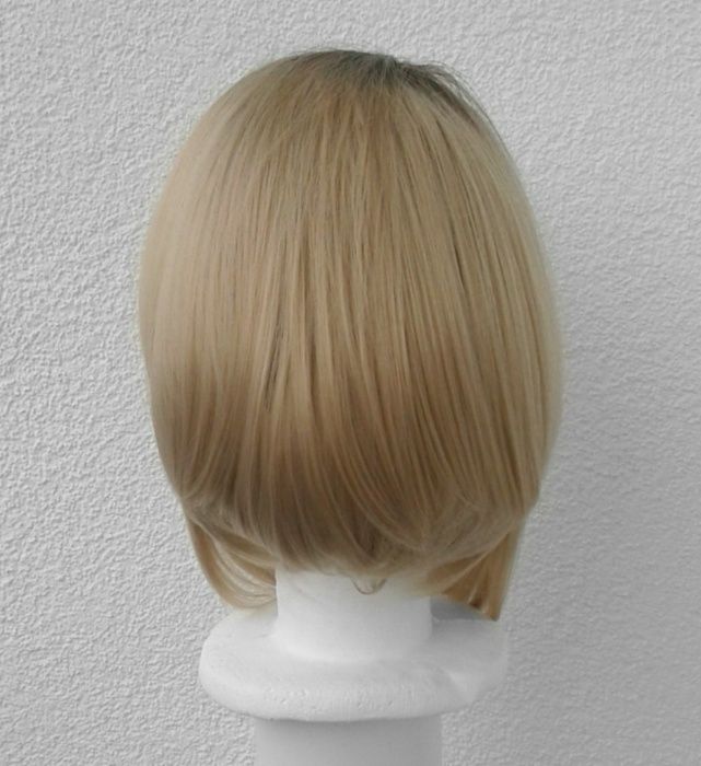 Blond peruka lace front jasna brązowa z odrostem bob wig cosplay