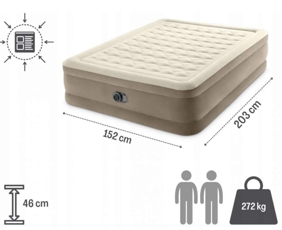 Intex 64428, надувне ліжко 203x152x46 см ULTRA PLUSH