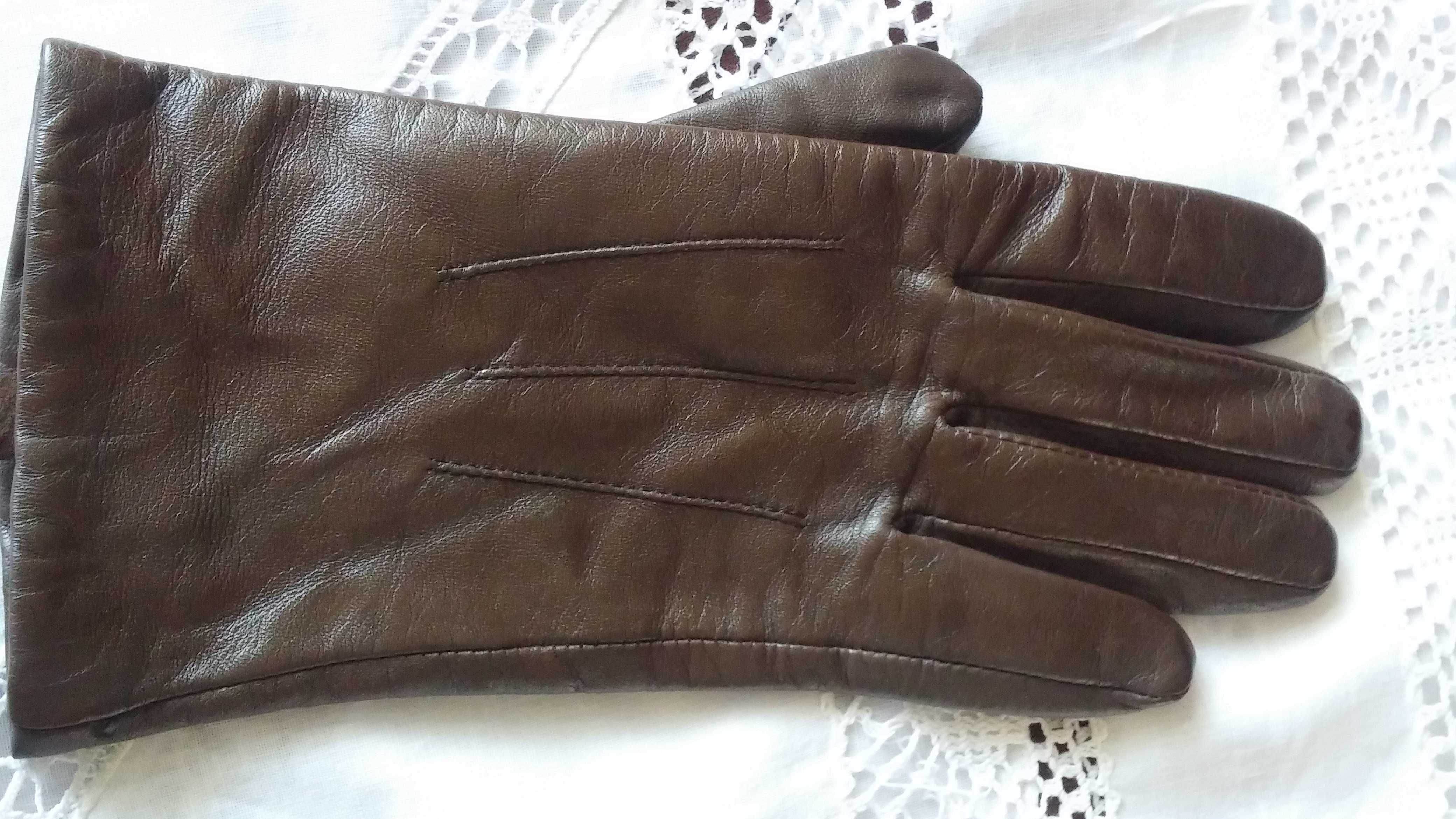 Śliczne skórzane rękawiczki Pia Rossini  rozmiar L- bdb !!