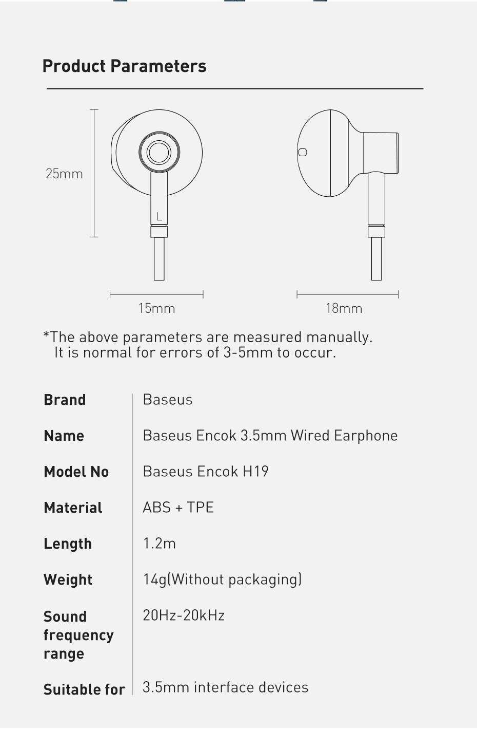Навушники Baseus Encok H19 Wired Earphone 3.5mm.Blue.Нові в пакуванні