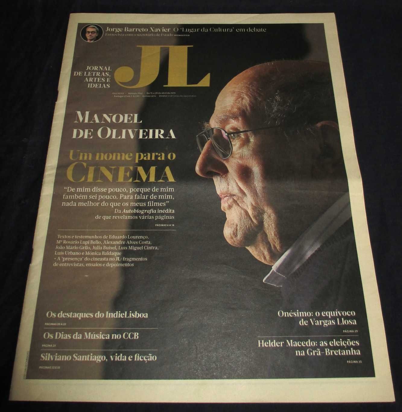 Jornal de Letras Artes e Ideias Manoel de Oliveira Um nome Cinema