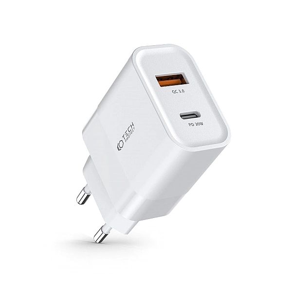 Tech-Protect C30W 2-Port Network Charger Pd30W/Qc3.0 White
