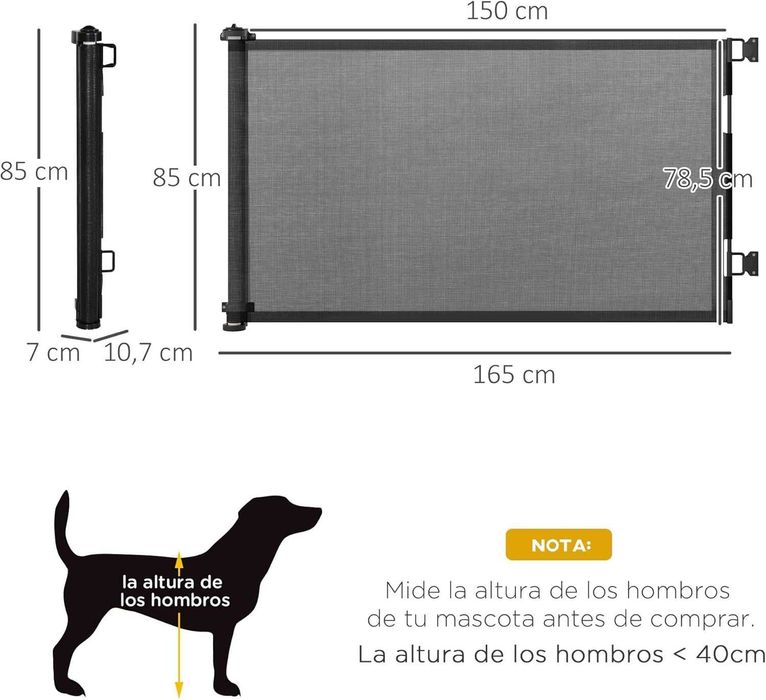 NOVO- Porta de segurança/barreira retráctil para cães e gatos 165x85cm