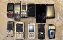 Zestaw starych telefonów (Sony Ericsson, Nokia, HTC