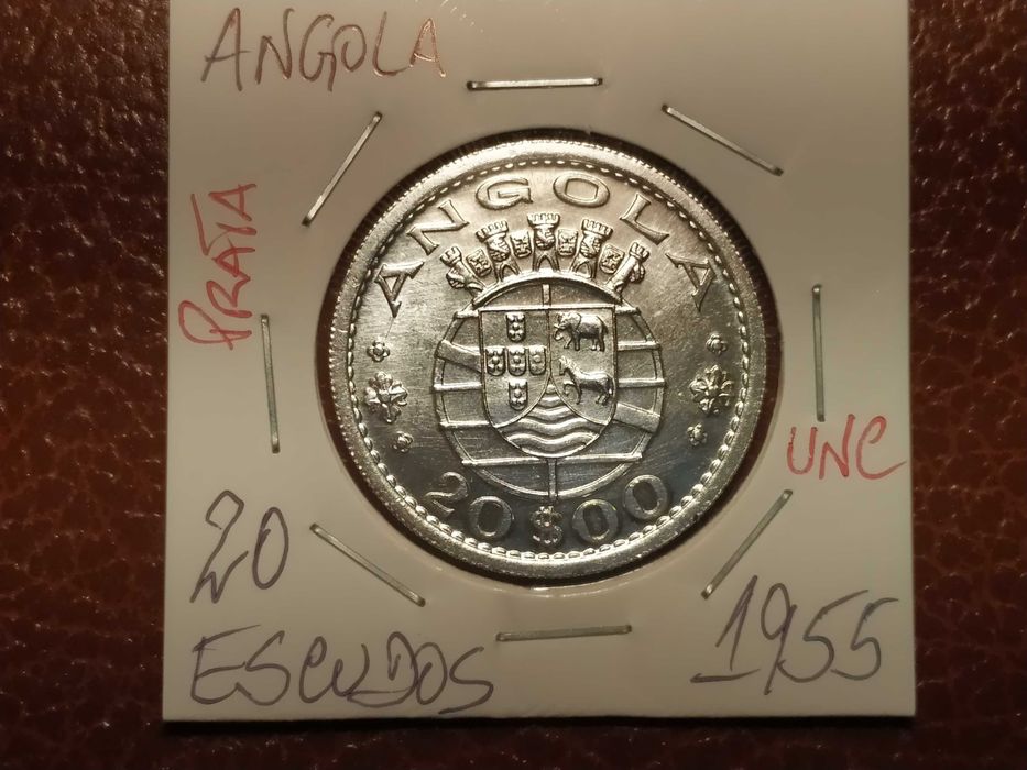 Angola - moeda em prata de 20 escudos de 1955 (Ultramar) - UNC