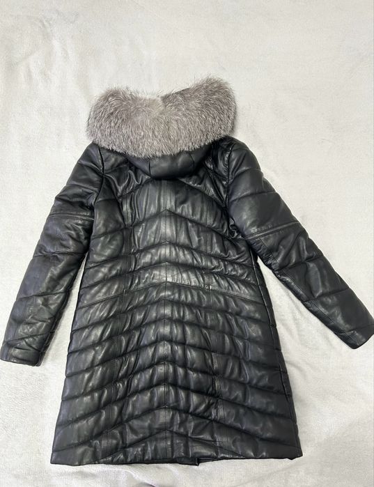 Куртка кожаная женская зимняя/холодная осень