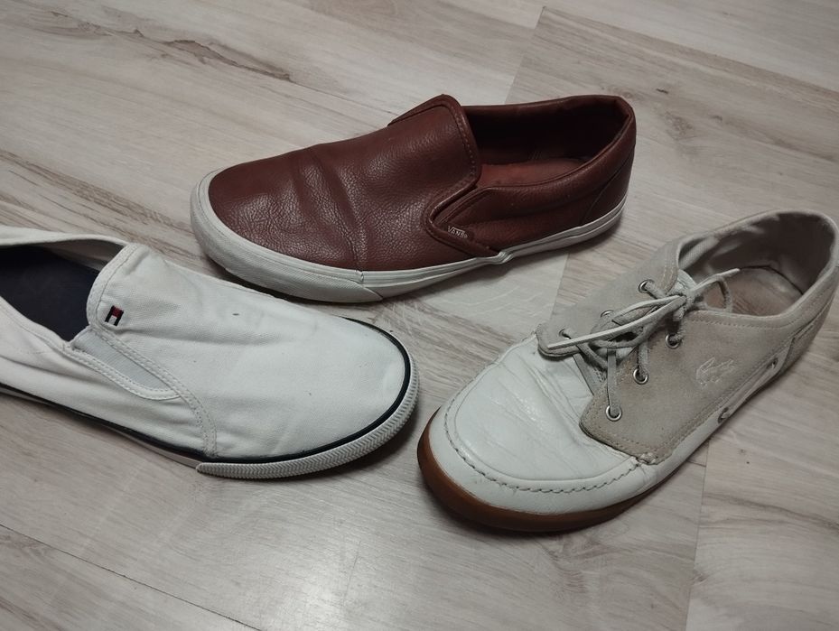 Trzy pary butów trampki La Coste Vans i Hilfiger rozm. 45