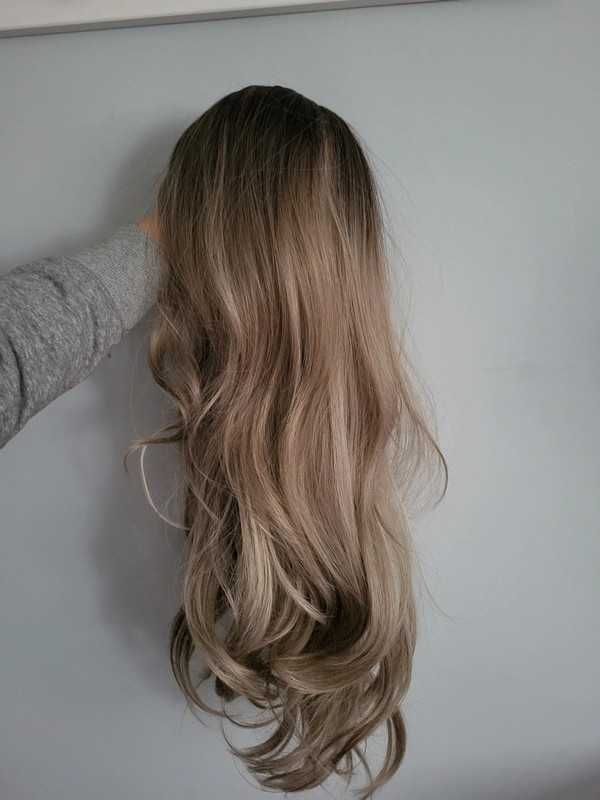 Peruka ombre blond brąz stylizacja