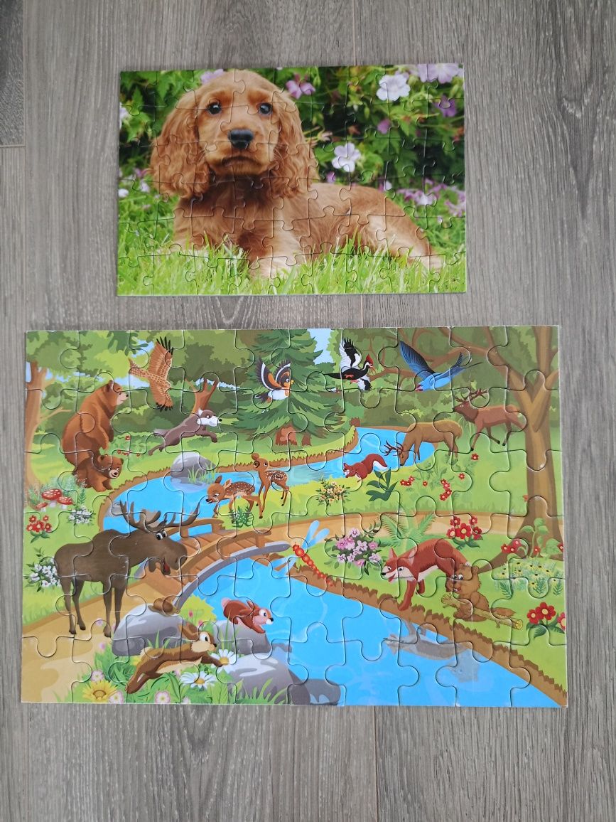 Puzzle dla dzieci piesek i las