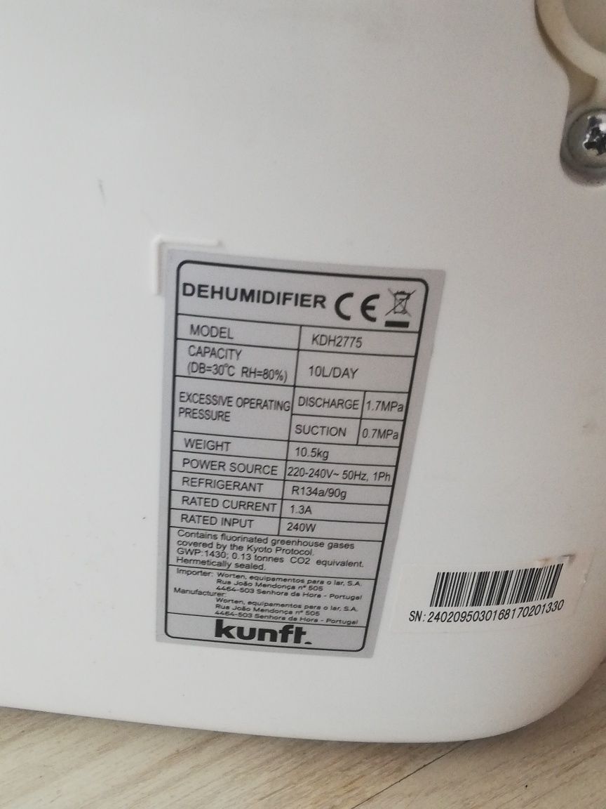 Desumidificador Kunft e termoventilador Orbegozo