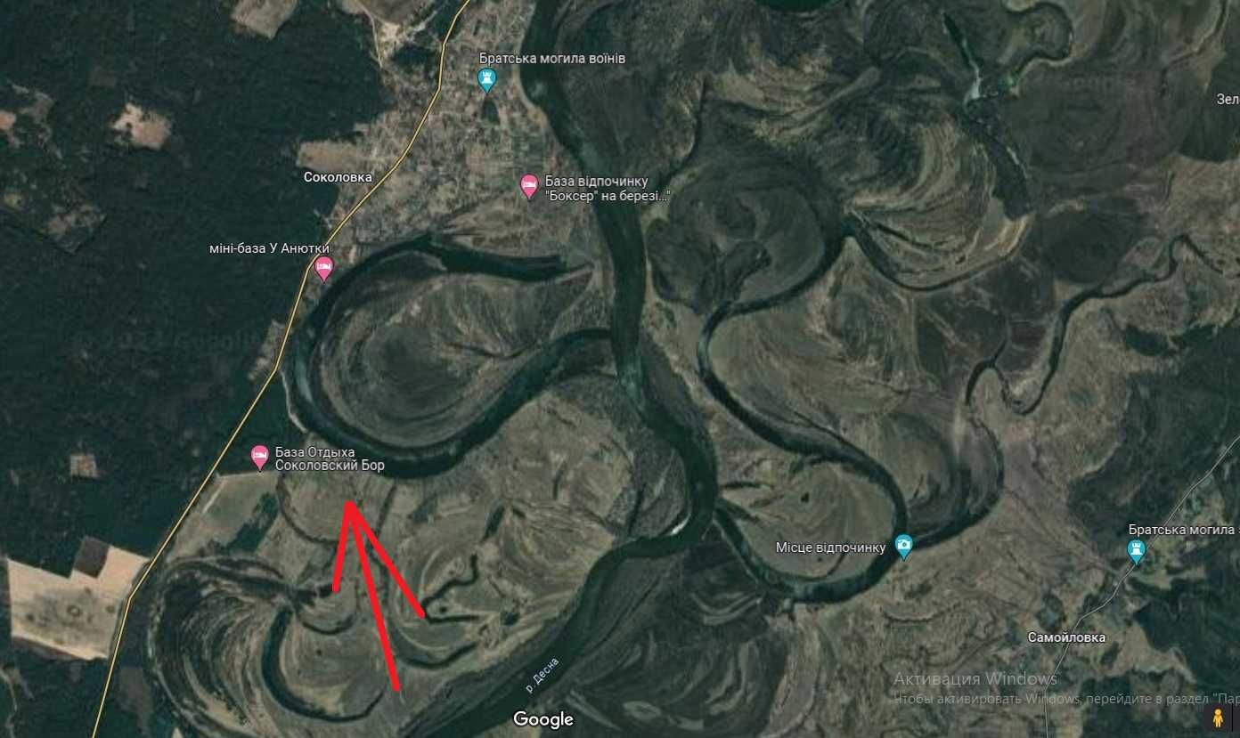 Ділянка 6,4ГА поруч ліс та річка Десна село Соколівка