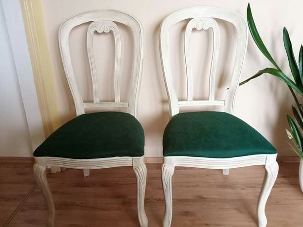 Krzesła drewniane retro vintage białe postarzane 2szt