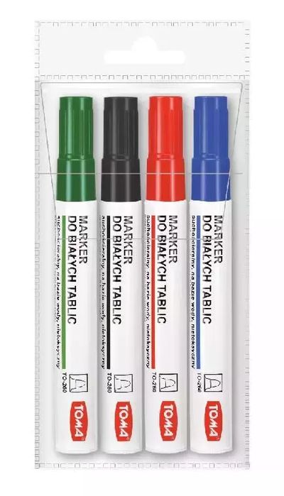Marker do białych tablic 4 sztuki TOMA. Toma