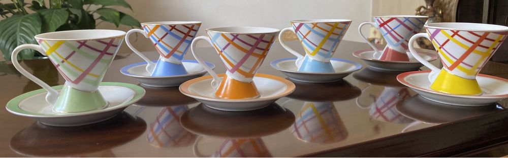 Conjunto 6 chávenas de café em porcelana fina