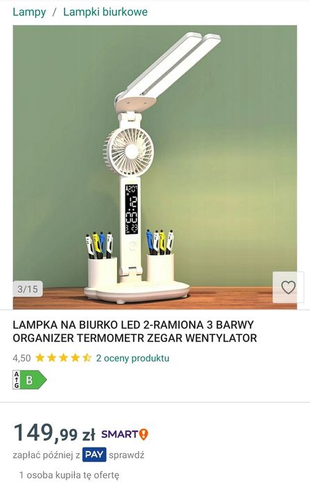 Lampka ledowa z wentylatorem