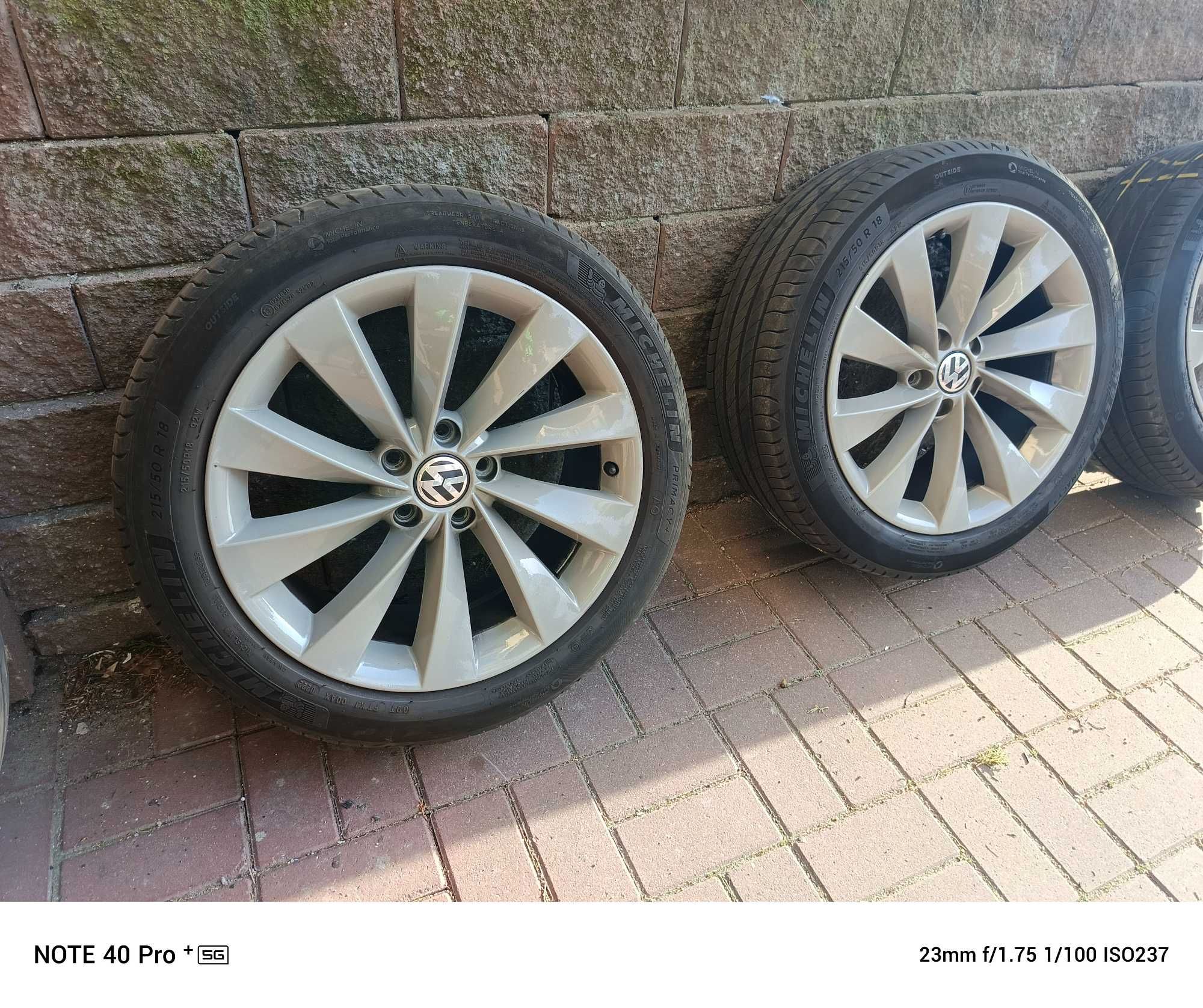 Alu felgi 18 VW oryginał 5*112 opony Michelin 215/50/R18