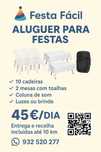 Aluguer para Festas - Mesas, Cadeiras, Coluna, Brinde – €45/dia