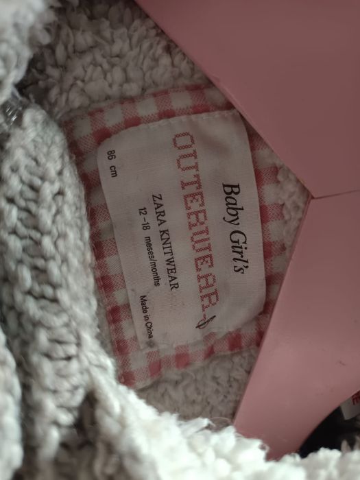 Płaszczyk z wełną, cieply sweter miś, Zarababy r. 86 cm.